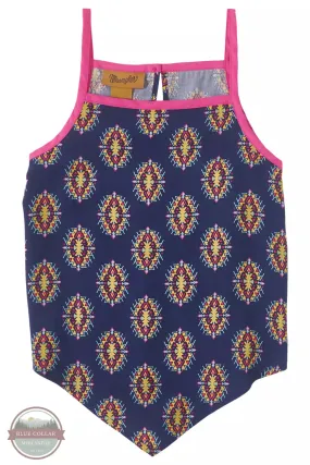 112346587 Navy Geo Handkerchief Hem Tank