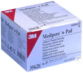 3M 3562E Medipore   Pad Soft Cloth Adhesive Wound Dressing 5cm x 7.2cm