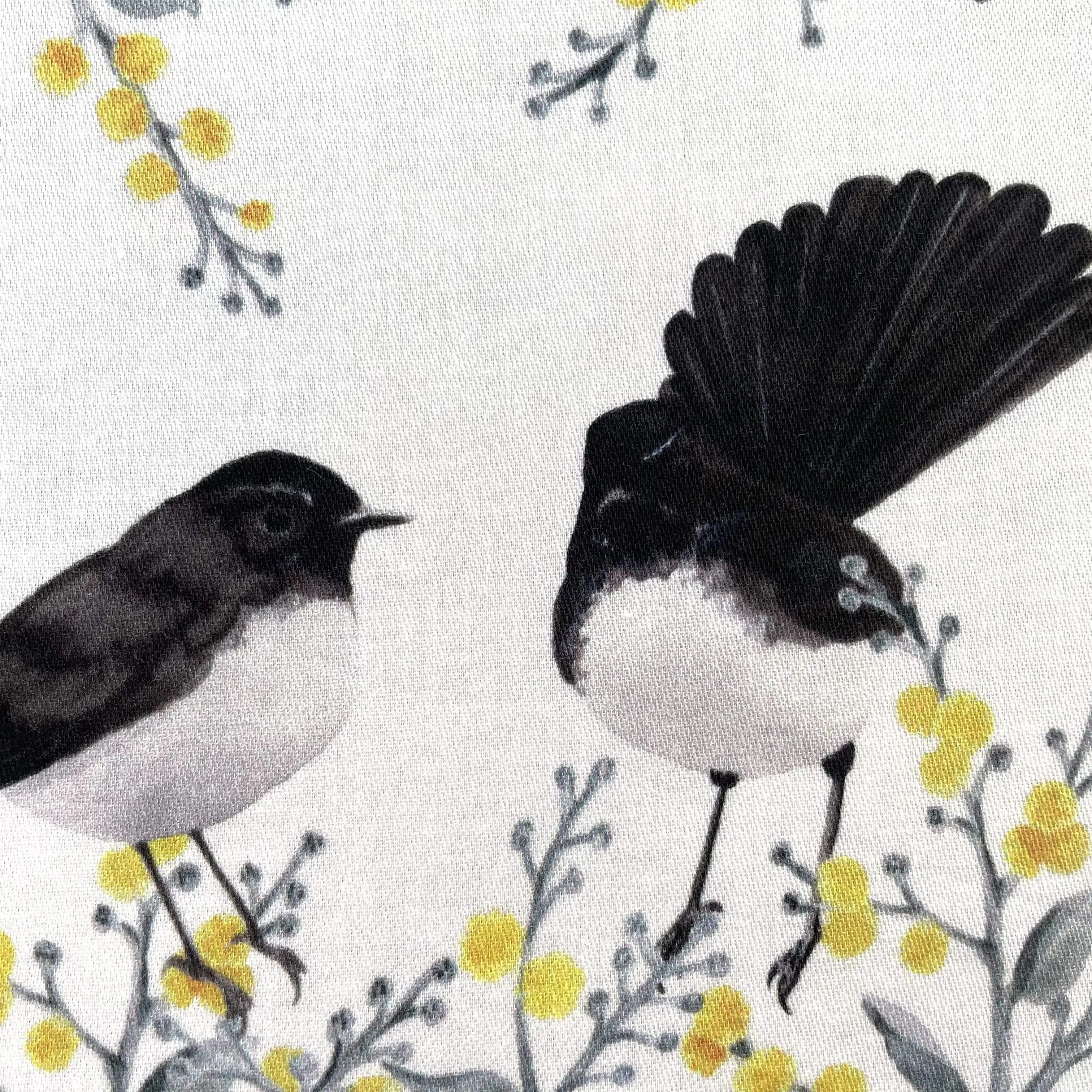 5 Willie Wagtails and Wattles Handkerchief