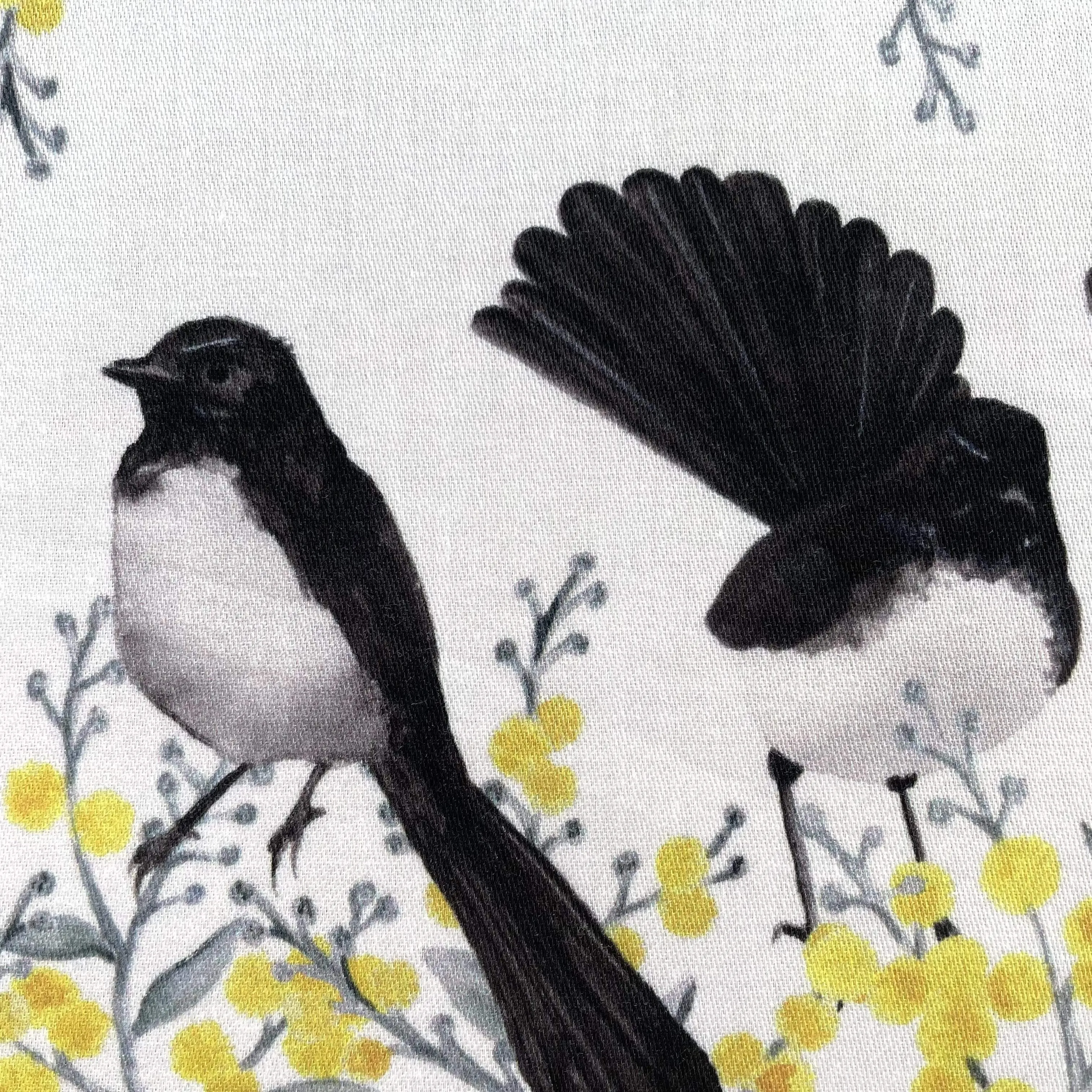 5 Willie Wagtails and Wattles Handkerchief