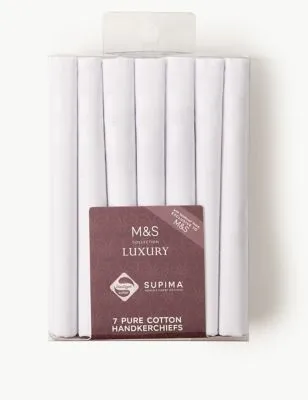 7 Pack Supima Cotton Handkerchiefs with Sanitized Finish