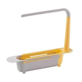 Adjustable Retractable Sink Storage Rack, Yellow, 1 X Telescopic Basket