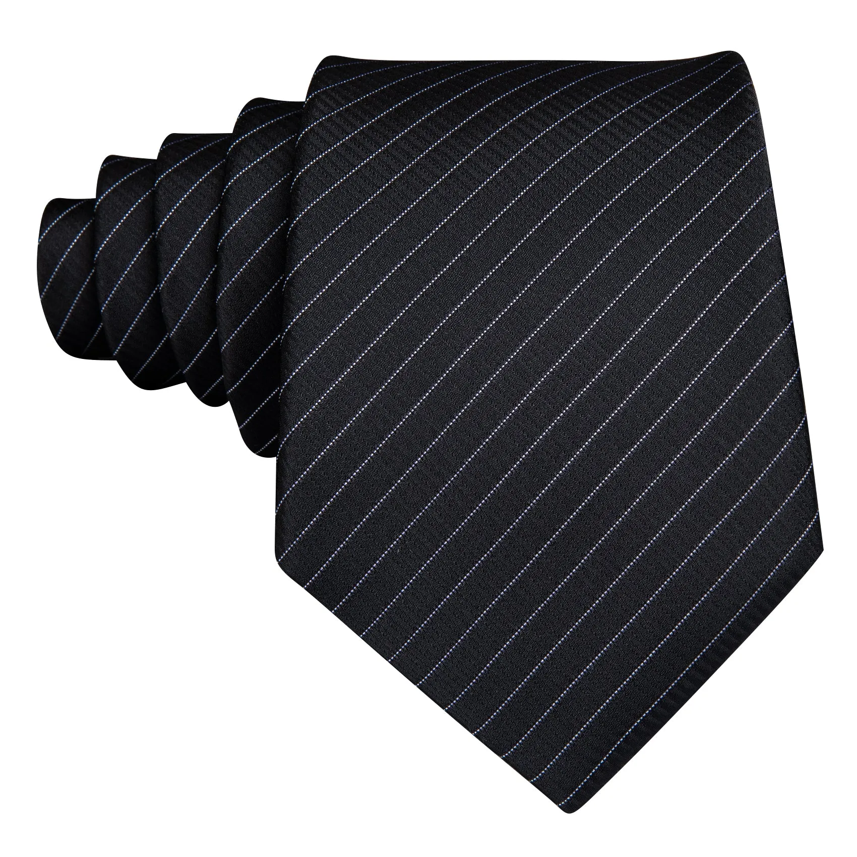 Black Striped Men's Necktie Handkerchief Cufflinks Set