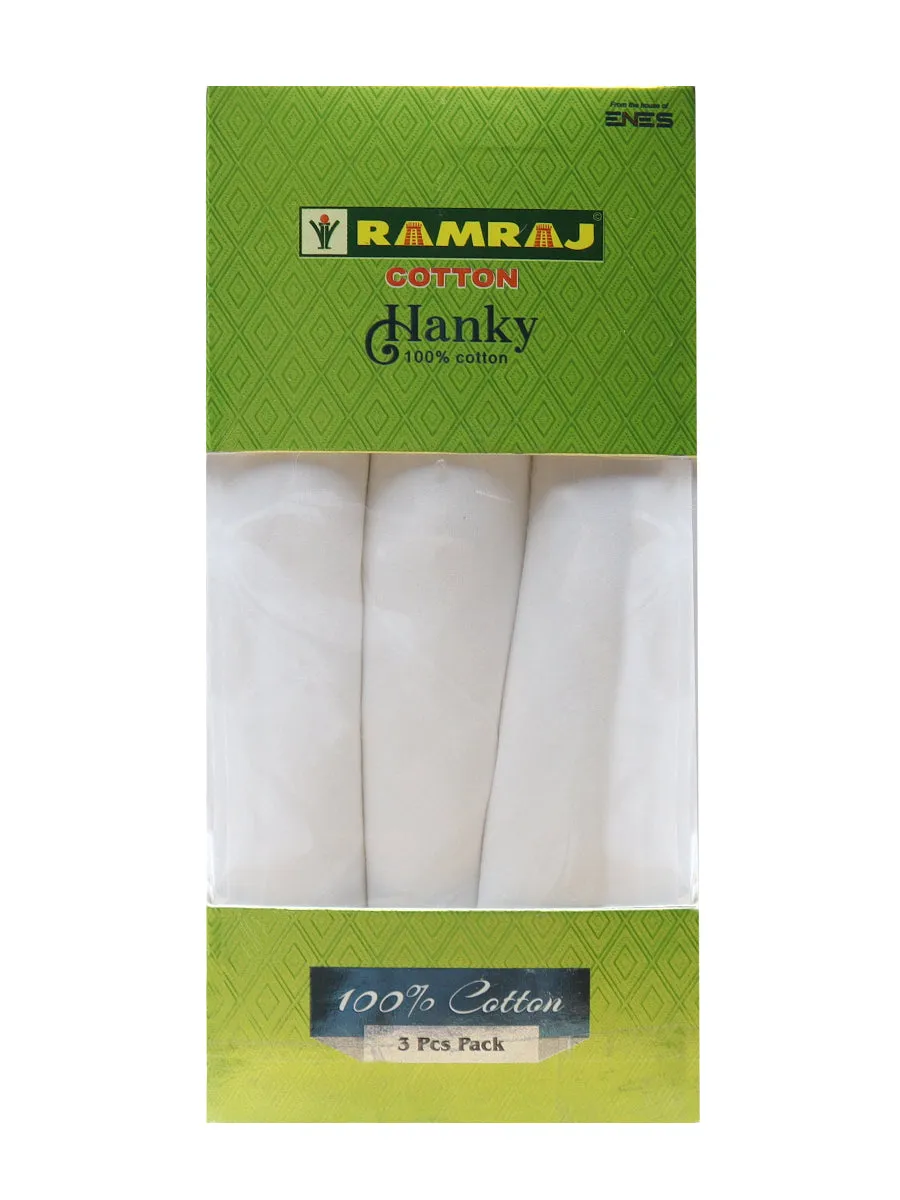 Cotton White Hand Kerchief (3 in 1)