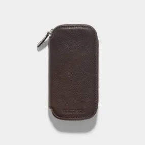 Dark Brown 2 Watch Leather Zip Pouch