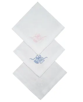 Embroidered 'Bells' Design Cotton Ladies Handkerchiefs