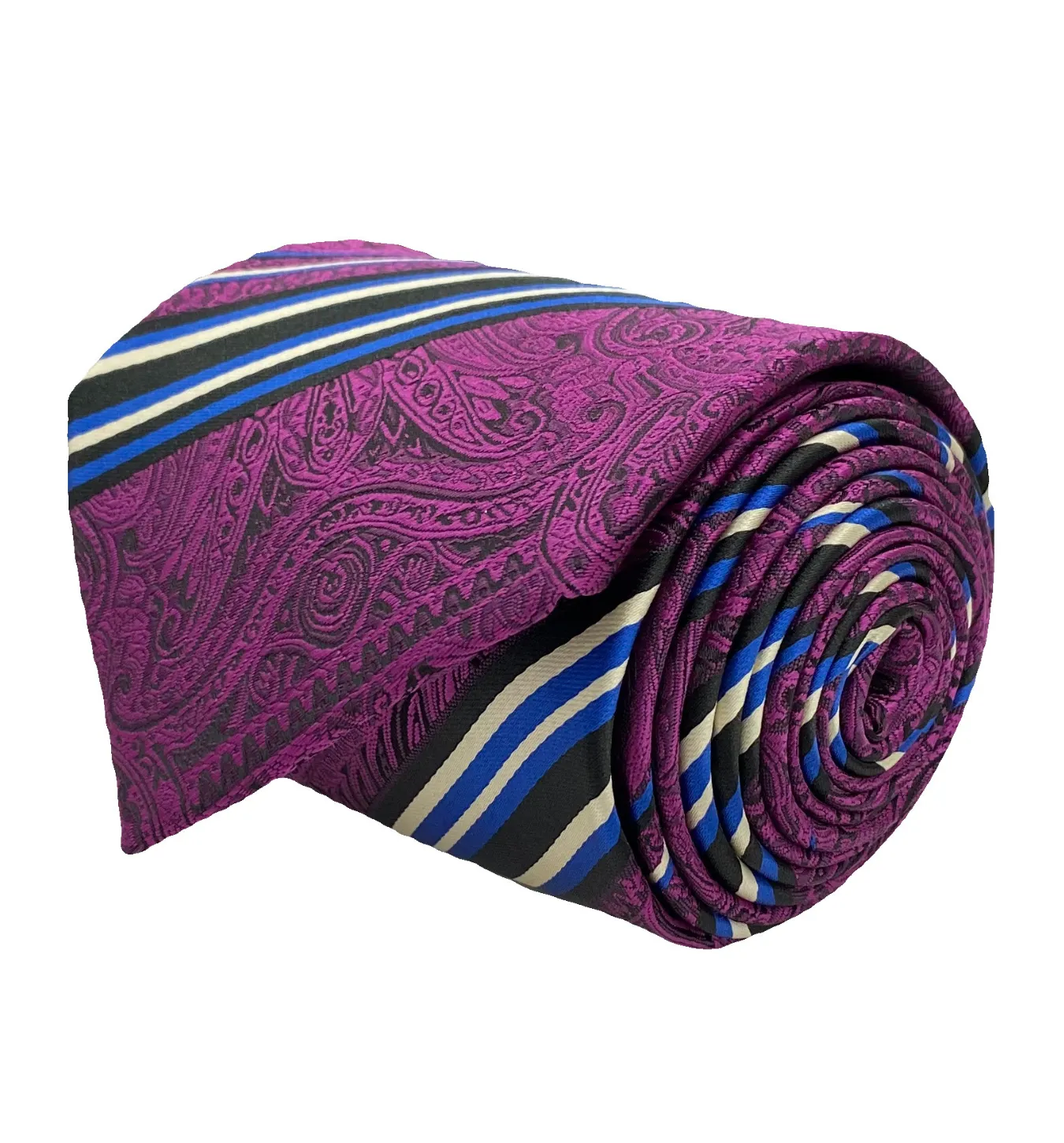 Gianfranco Tie and Handkerchief - Dark Magenta Striped Lace T49