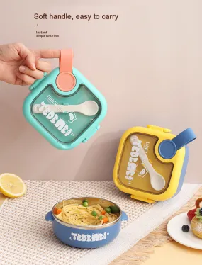 Kids Cereal Lunch Box with Steel Bowl and Spoon