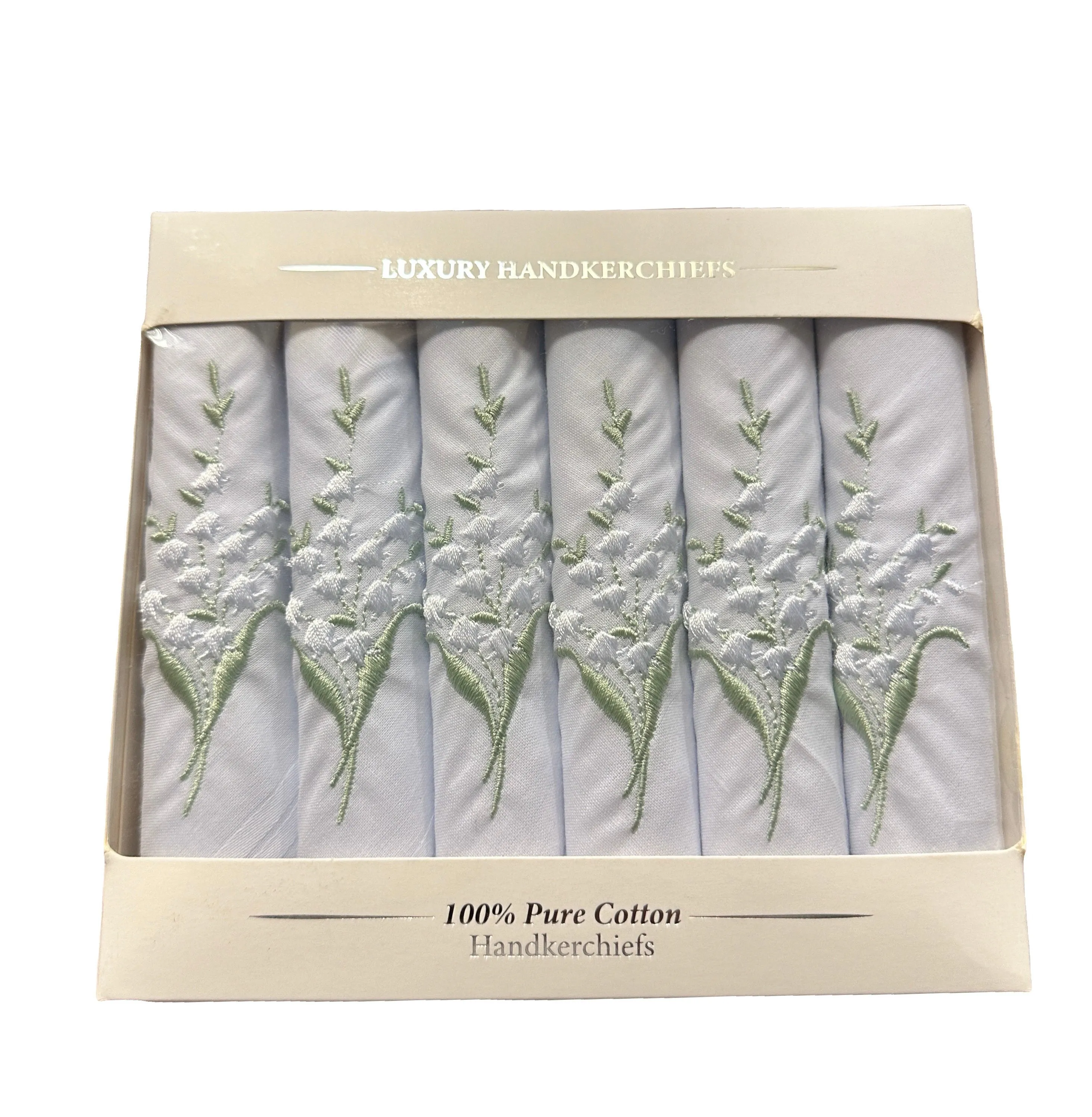 Ladies 'Lily of the Valley' Handkerchiefs (Pack of Six)