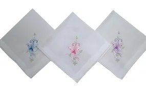 Ladies Printed Relief 'Butterfly'  Cotton  Handkerchief