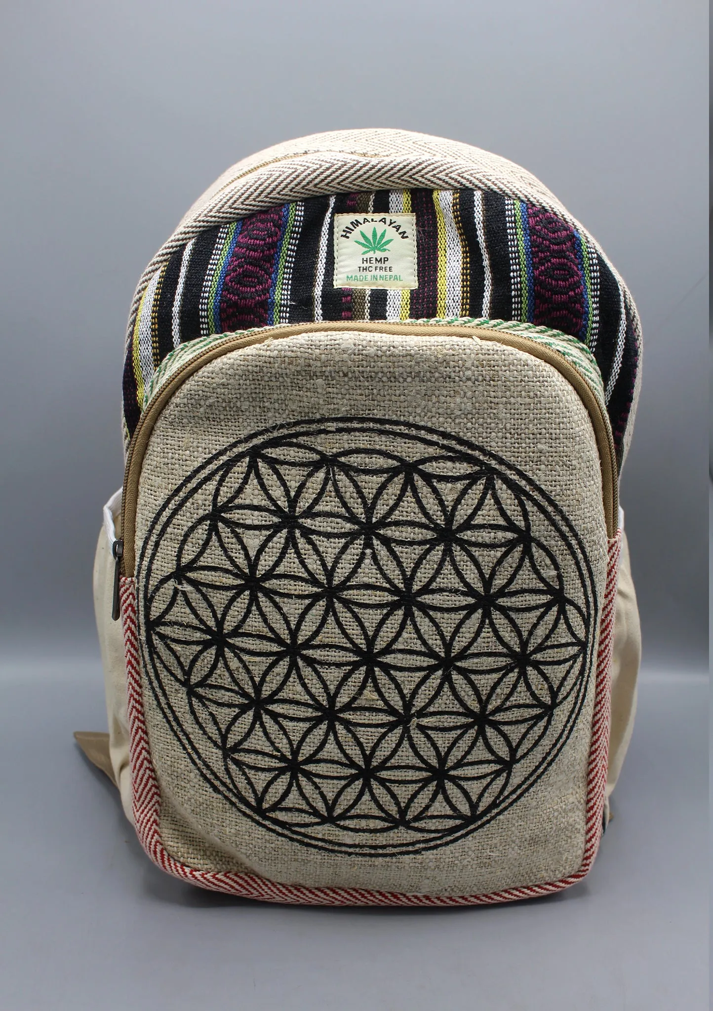 Mandala Printed Natural Hemp Backpack