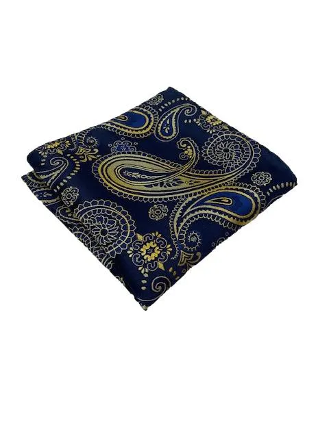 Navy Blue and Gold Paisley Pocket Hanky