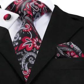 Poppy Tie, Pocket Square and Cufflinks