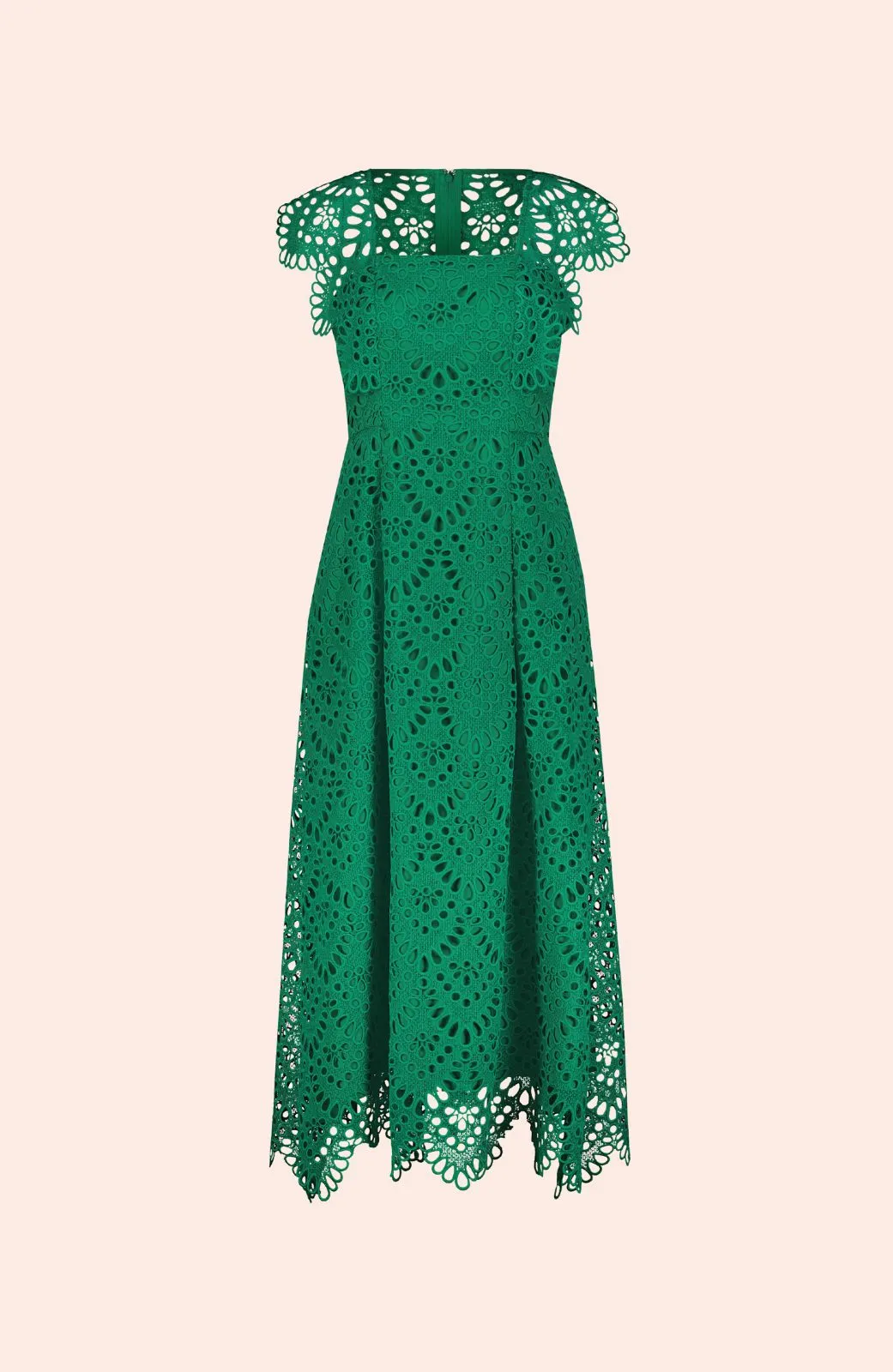 Scallop Eyelet Midi Dress