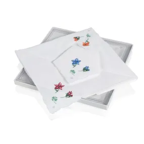 'Set of 3' Embroidered Floral Ladies Handkerchiefs Collection