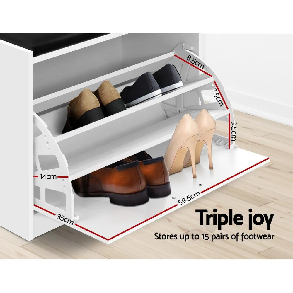 Shoe Cabinet Bench Shoes Storage Rack Organizer Drawer White 15 Pairs