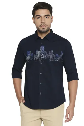 Slim Fit Line Printed Shirt