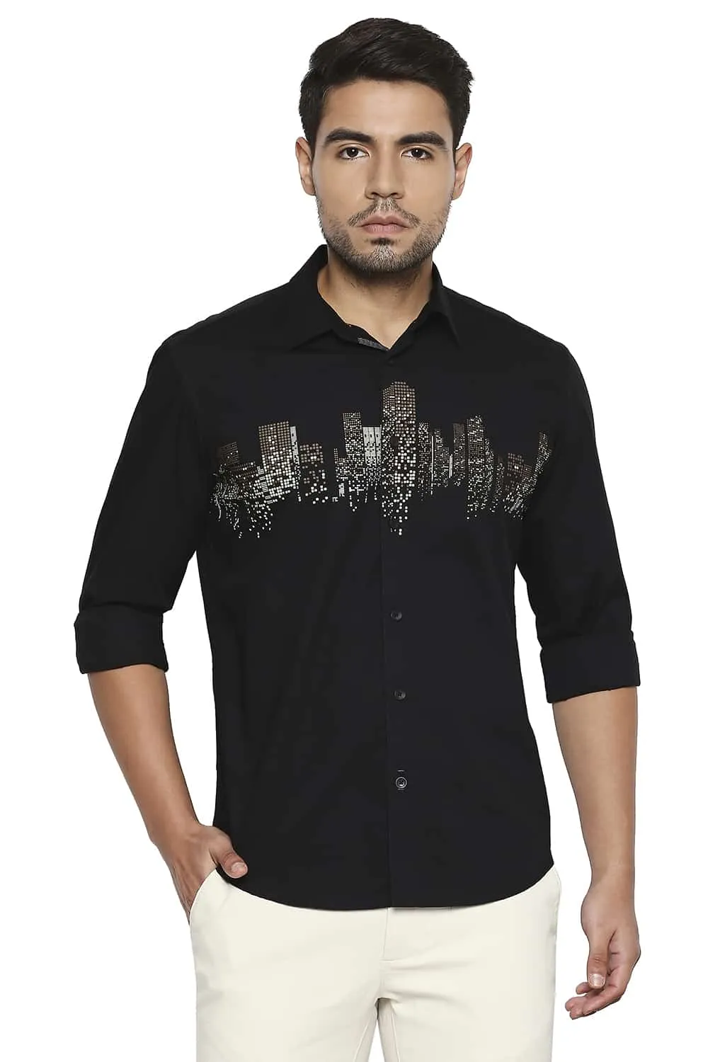 Slim Fit Line Printed Shirt