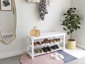 Timor 3-Tier Shoe Rack & Bench-White