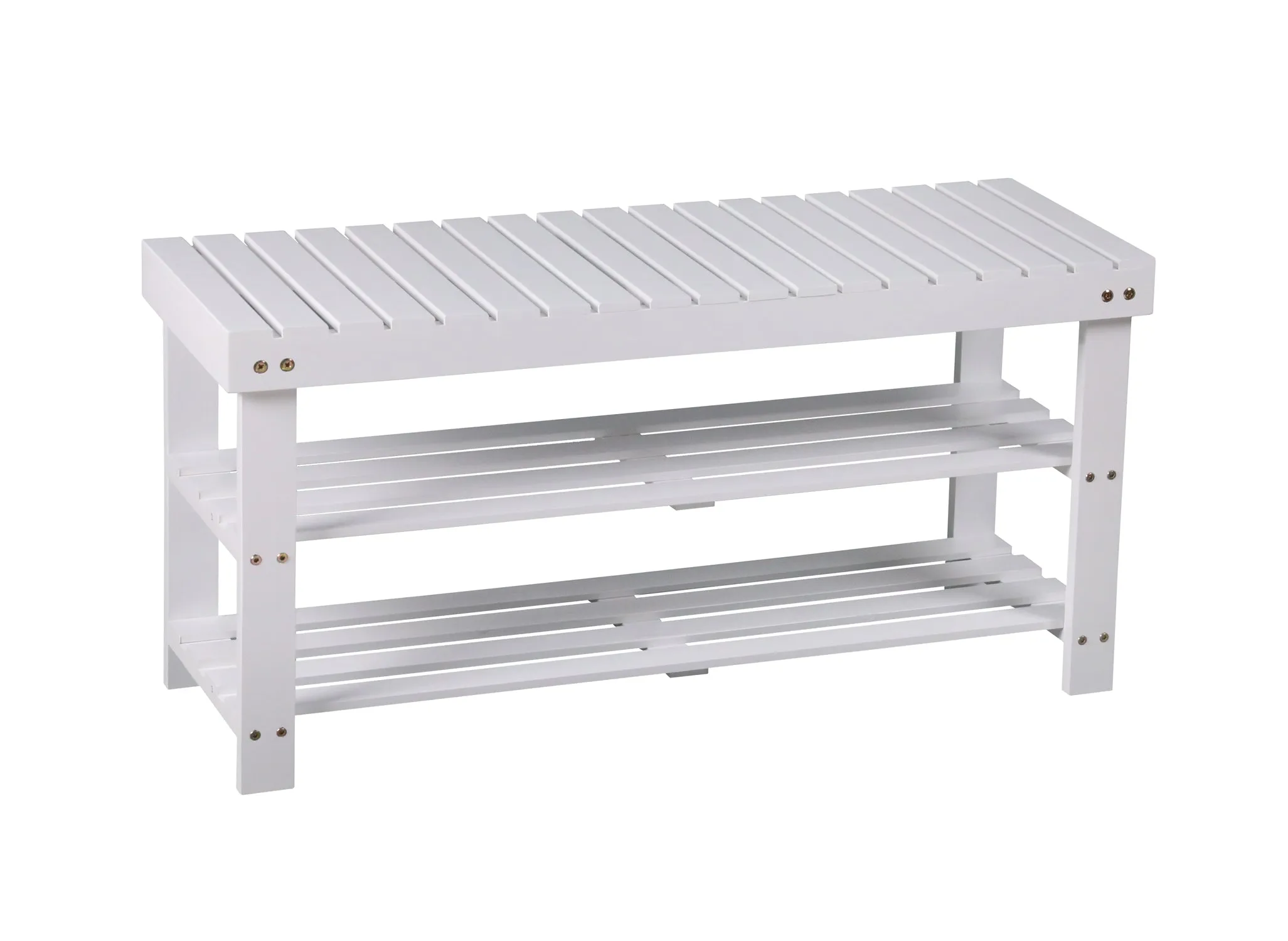 Timor 3-Tier Shoe Rack & Bench-White